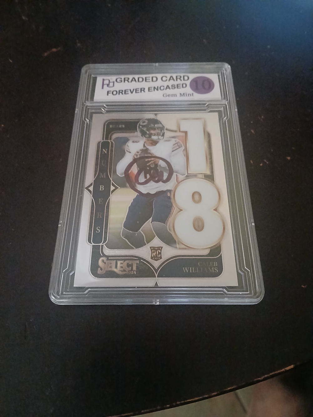 Select Caleb Williams Numbers Rookie Auto Gem Mint 10 in Clear Protective Case